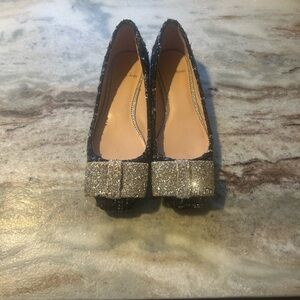 J. Crew Sparkling Silver and Black Tweed Loafers